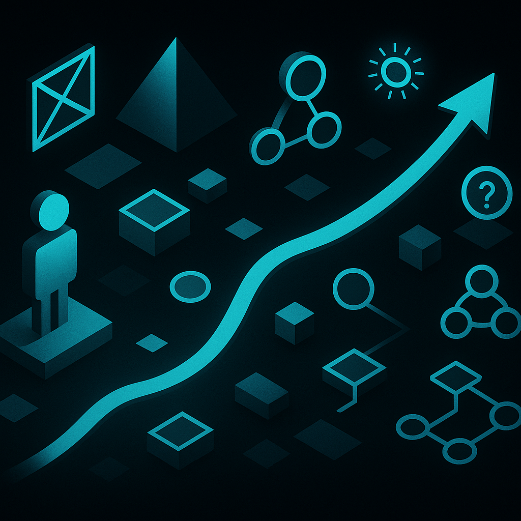 Abstract TPMxAI cover for "The Art of Navigating Hype: A TPM's Journey in AI's Wild West"
