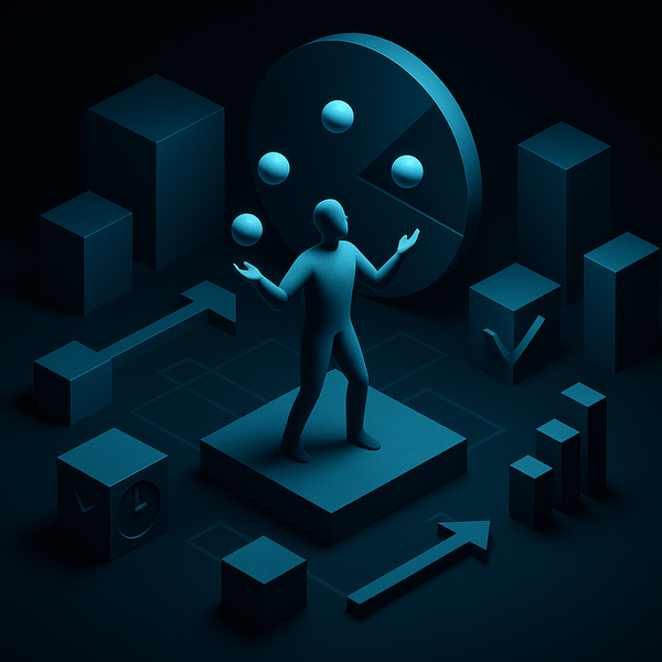 Abstract TPMxAI cover for "The Art of Juggling Chaos: My Life as a TPM in the Age of AI"