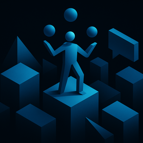 Abstract TPMxAI cover for "The Art of Stakeholder Juggling: A TPM's Journey Through Chaos and Connection"